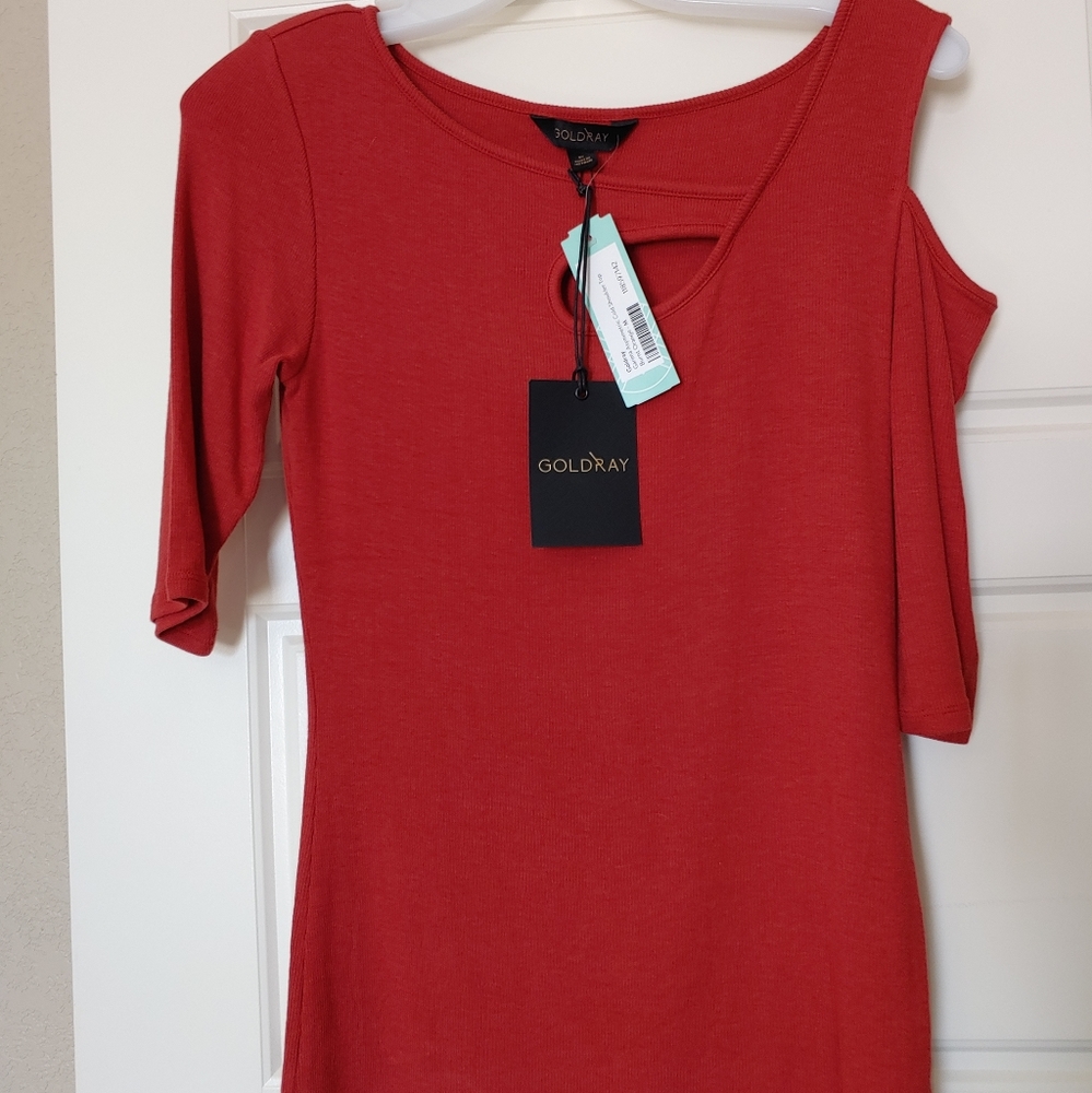 Goldray Garima Asymmetrical Cold Shoulder Top